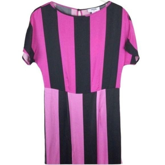 Christopher John Rogers for Target Pink/Black Striped Short Sleeve Maxi Dress - Picture 4 of 6